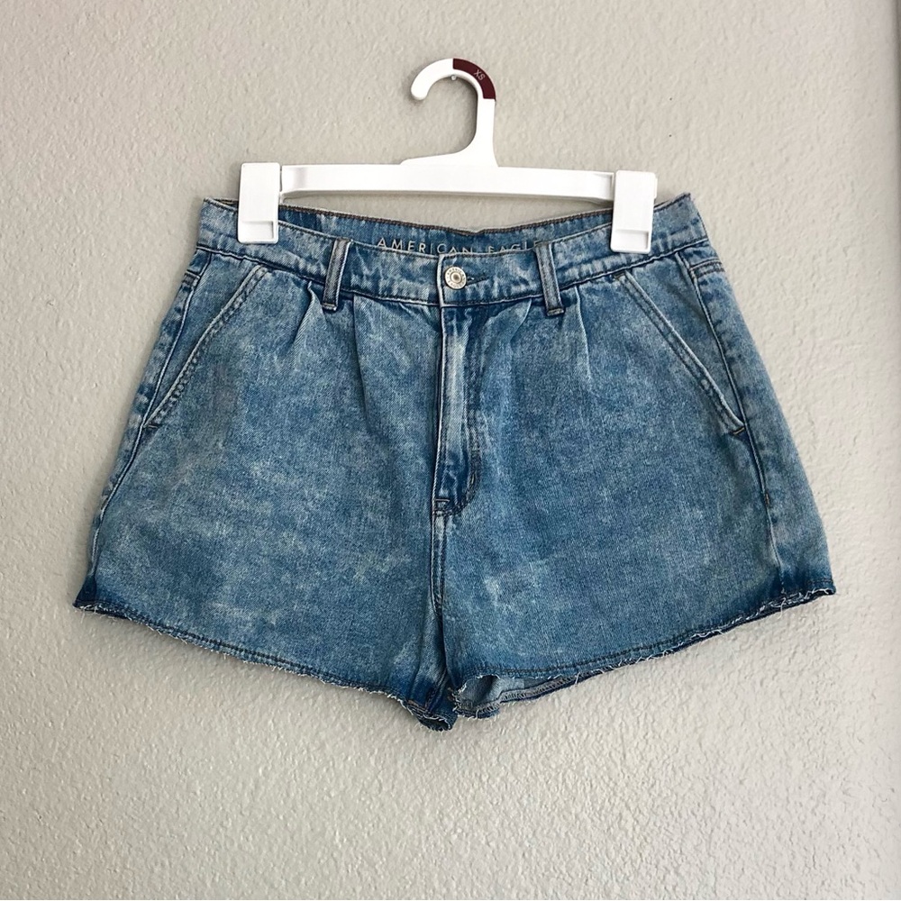 American Eagle Outfitters Blue Washed High-Rise Jean Shorts